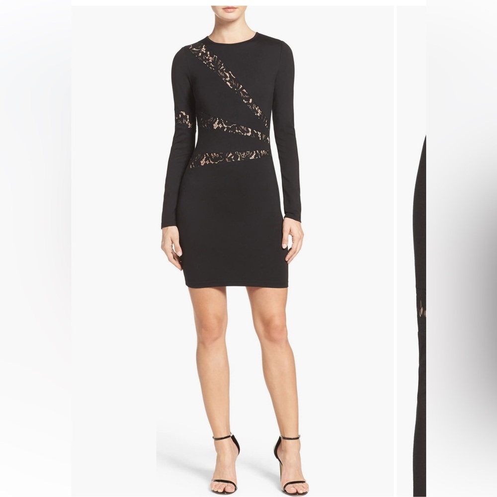 Ali & Jay Pinter Body-Con Elegant Black Lace Detail Dress sizeLarge